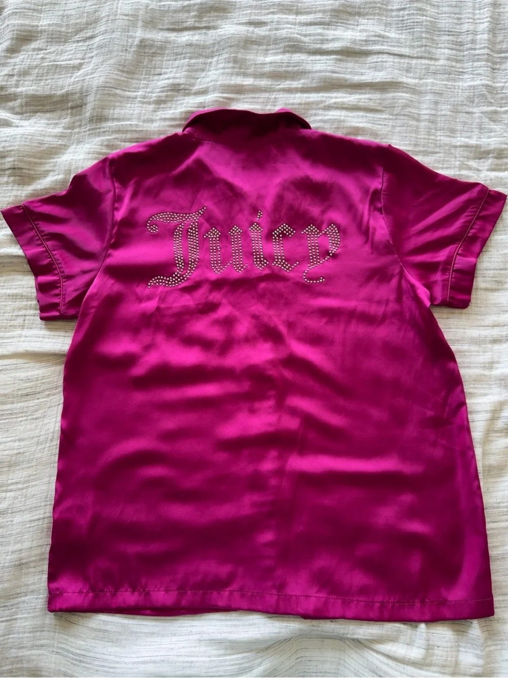 Juicy Couture Satin Pajama Set | Women’s Small | Pink Rhinestone PJ Shorts Set